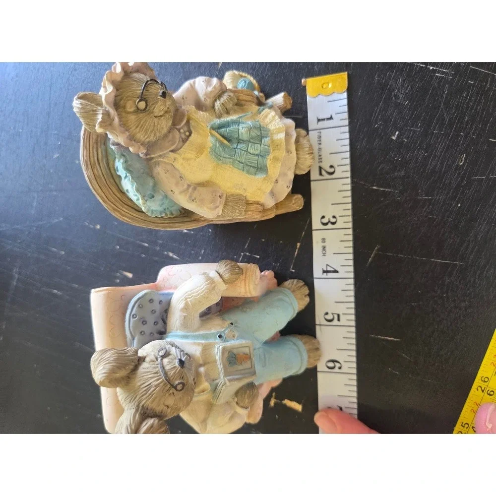 Vintage 1992 Mervyns Happy Easter Bunny Figurines Set of 2 Reading Rocking Chair